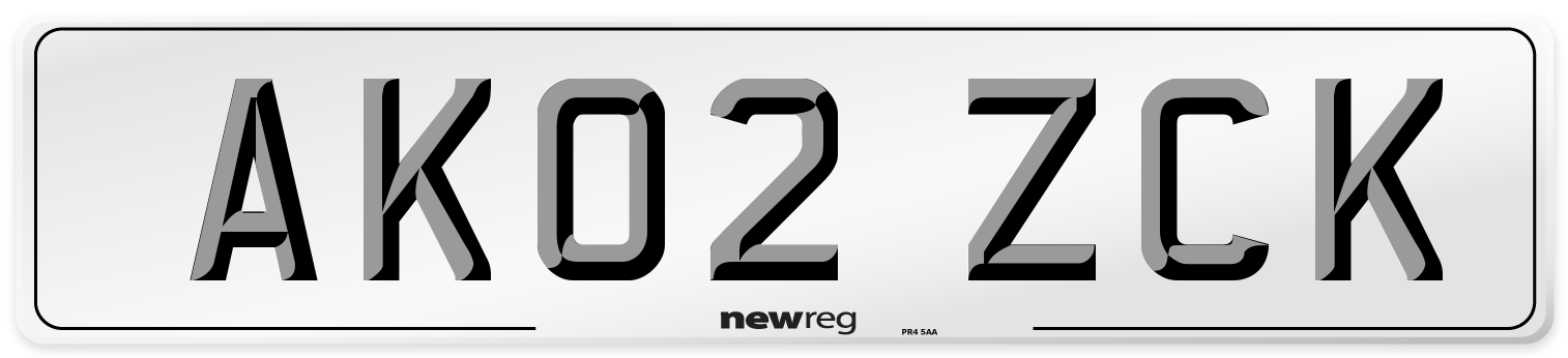 AK02 ZCK Number Plate from New Reg